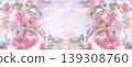 Sakura blossom, flowers blooming in spring garden, floral banner background with cherry bloom. 139308760