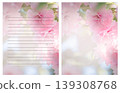 Letter template with pink sakura bloom, background with lines, lined journal or planner. 139308768