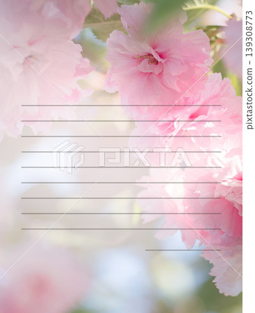 Letter template with sakura, background with lines, To Do List or planner, diary or note paper. 139308773