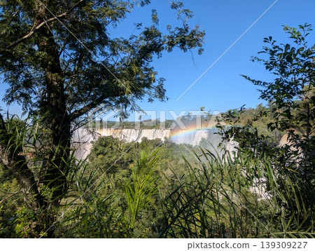 A close-up of the Iguazu Falls rainbow in Iguazu National Park and Reserve, Argentina, in June A close-up of the Iguazu Falls rainbow in Iguazu National Park and Reserve, Argentina, in June 139309227