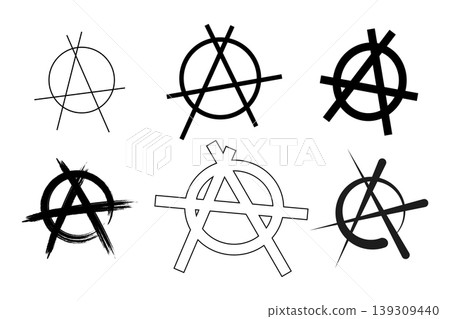 Anarchy symbol set. The letter "A" is a sign of Anarchy. A - logos or icons for design. Vector illustration Anarchy symbol set. The letter "A" is a sign of Anarchy. A - logos or icons for design. Vector illustration 139309440