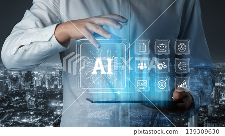AI Brain Processing Data with Generative Artificial Intelligence Concept Spline 139309630