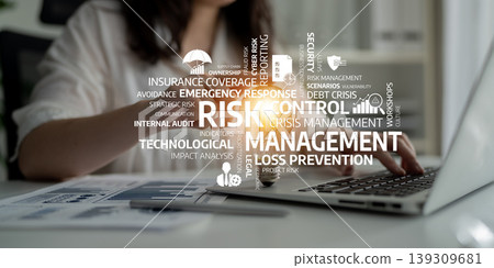 Business person managing financial risk with data analysis tools in a modern office environment, highlighting strategies for effective risk management and reporting. Tessel Business person managing financial risk with data analysis tools in a modern office environment, highlighting strategies for effective risk management and reporting. Tessel 139309681