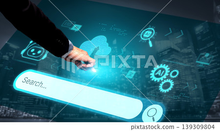 AI search and automation engine interface concept. Corpus AI search and automation engine interface concept. Corpus 139309804
