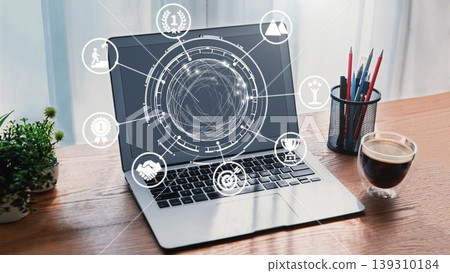 Business achievement and success concept icons Spire 139310184