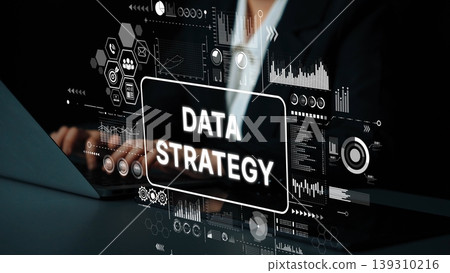 Data Strategy Concept with Digital Interface and Graphical User Interface Elements in Business Environment. Asymptotic smart data analytic Data Strategy Concept with Digital Interface and Graphical User Interface Elements in Business Environment. Asymptotic smart data analytic 139310216