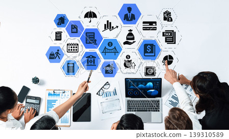 Loan icons represent debt, repayment, and financial planning Entice 139310589