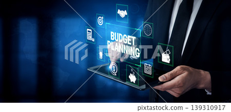Concept of Budget Planning with Digital Interface and Business Icons Illustrating Financial Management and Strategic Decision Making in Modern Economy Fluxor Concept of Budget Planning with Digital Interface and Business Icons Illustrating Financial Management and Strategic Decision Making in Modern Economy Fluxor 139310917