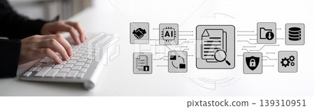 Digital document management and AI integration system concept Parse 139310951