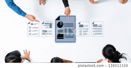 Group Collaboration on Document Review with Charts and Checklists for Effective Team Engagement and Project Management Strategies Trope Group Collaboration on Document Review with Charts and Checklists for Effective Team Engagement and Project Management Strategies Trope 139311320