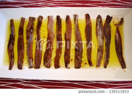 Salt Cured Anchovies Traditional Seafood Product 139311653