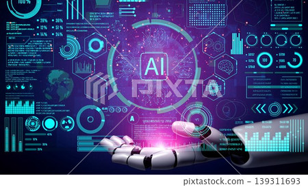 AI Brain Processing Data with Generative Artificial Intelligence Concept Thunk 139311693