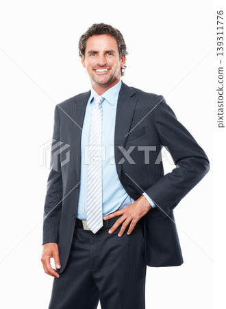 Portrait, happy business man and corporate accountant in studio with pride, professional experience or executive manager. Mature entrepreneur, financial salesman or broker in suit on white background Portrait, happy business man and corporate accountant in studio with pride, professional experience or executive manager. Mature entrepreneur, financial salesman or broker in suit on white background 139311776
