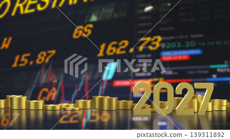 Golden 2027 Financial Growth Forecast 3d render. Golden 2027 Financial Growth Forecast 3d render. 139311892