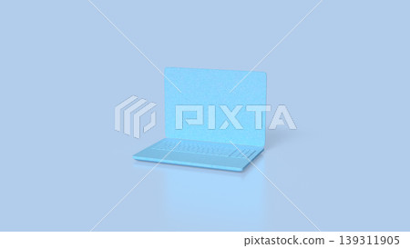 Minimal Blue Laptop Floating in Soft Gradient Background 3d render. Minimal Blue Laptop Floating in Soft Gradient Background 3d render. 139311905