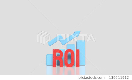 Return on Investment ROI Growth Concept with Bar Chart and Arrow 3d render. 139311912