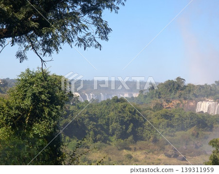 View of the Devil's Throat waterfall at the Iguazu Falls cascade in Iguazu National Park and Reserve in Argentina in June 139311959
