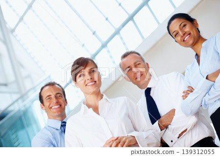 Portrait, collaboration and business people with teamwork, cooperation and mentor with coaching, corporate training and professional. Face, group and manager with employees, smile and partnership Portrait, collaboration and business people with teamwork, cooperation and mentor with coaching, corporate training and professional. Face, group and manager with employees, smile and partnership 139312055