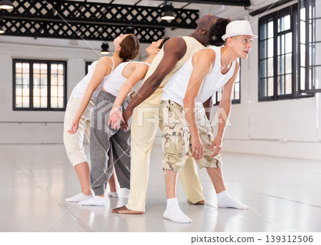Group of artists demonstrating art performance 139312506