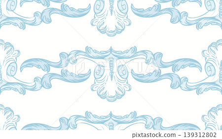 Retro style seamless wallpaper engraving ornament white and blue Retro style seamless wallpaper engraving ornament white and blue 139312802