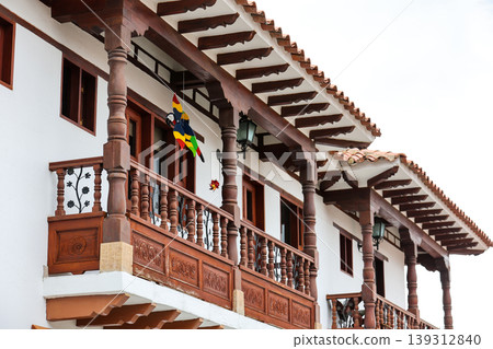 Facade of the houses at the beautiful colonial streets of the historical Villa de Leyva city located in the Department of Boyaca in Colombia Facade of the houses at the beautiful colonial streets of the historical Villa de Leyva city located in the Department of Boyaca in Colombia 139312840