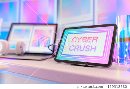 Cyber crash displayed on tablet Cyber crash displayed on tablet 139312880