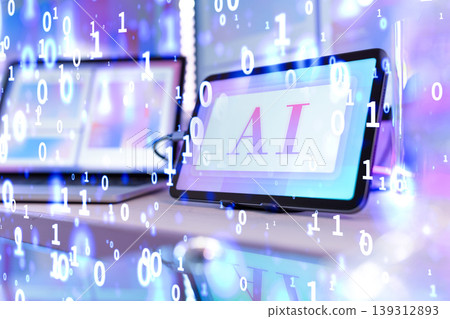 AI logo displayed on tablet AI logo displayed on tablet 139312893
