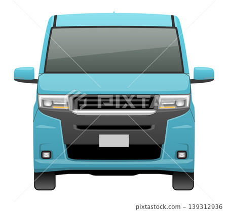 從正面看的汽車(M型小型貨車)插圖。 從正面看的汽車(M型小型貨車)插圖。 139312936