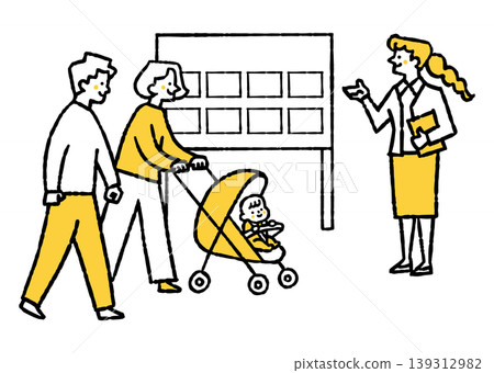 A couple raising children and a guide_color A couple raising children and a guide_color 139312982