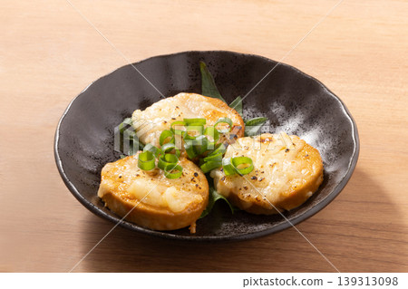 Monkfish liver with seared cheese Monkfish liver with seared cheese 139313098