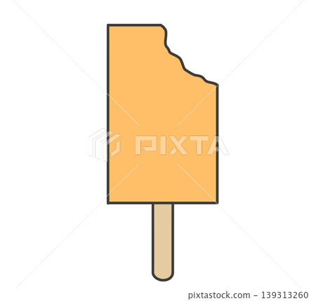 A bite-filled orange square ice cream on a stick. A bite-filled orange square ice cream on a stick. 139313260