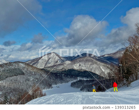 Scenery from the snowy mountain ski resort 139313265