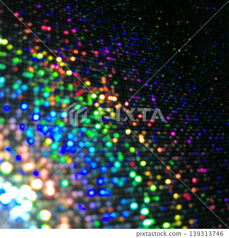 An abstract background with fantastically shimmering rainbow-colored holograms and flowing particles of light. 139313746