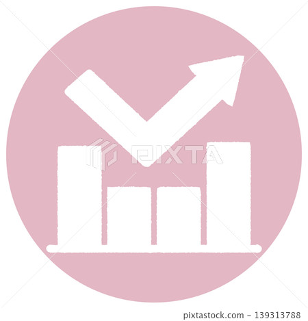 Simple bar graph icon, down & up, pink background. Simple bar graph icon, down & up, pink background. 139313788