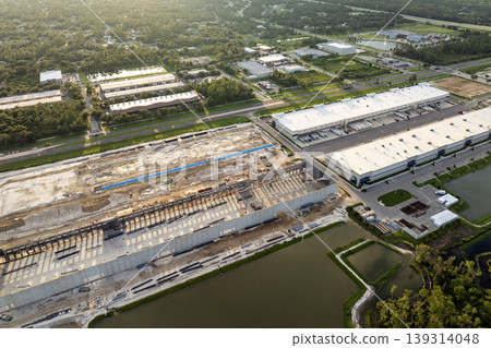 Construction site of new commercial logistics center in North Port, Florida Construction site of new commercial logistics center in North Port, Florida 139314048