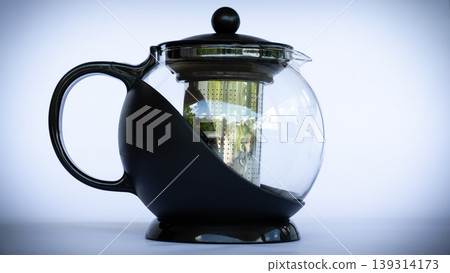 Black glass coffee pot in neutral background side view Black glass coffee pot in neutral background side view 139314173