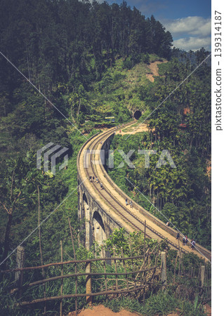 Nine arch bridge from above distance Nine arch bridge from above distance 139314187