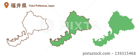 Fukui Prefecture Map Illustration Set | Japan Map, Prefectures, Chubu Region 139315468