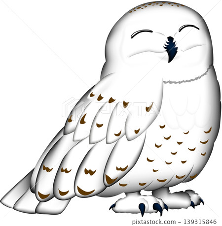 可愛的野生鳥類插圖:雪鴞,白色背景,單隻鳥,向量格式。 可愛的野生鳥類插圖:雪鴞,白色背景,單隻鳥,向量格式。 139315846