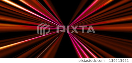 Symmetrical neon pink and orange rays radiating from the center against a black background. Symmetrical neon pink and orange rays radiating from the center against a black background. 139315921