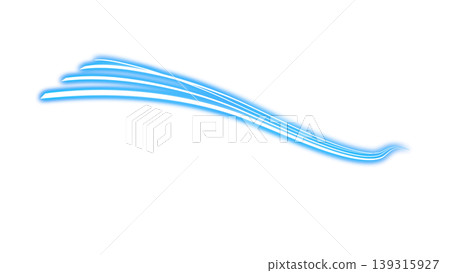 A trail of blue light shining against a transparent background 139315927