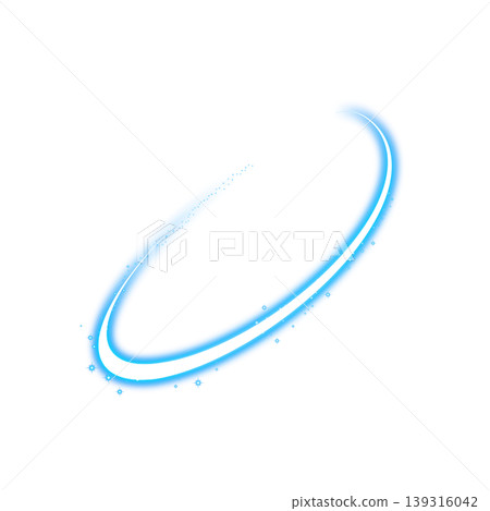 A blue neon ring of light, a shining trail, on a transparent background. A blue neon ring of light, a shining trail, on a transparent background. 139316042