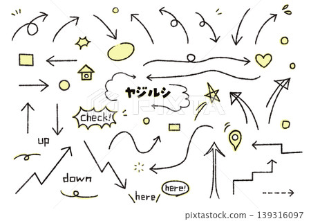 A set of cute, hand-drawn arrow illustrations 139316097