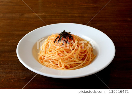Tarako pasta in the background of the table 139316471