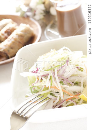 Fresh vegetable salad with pre-cut vegetables Fresh vegetable salad with pre-cut vegetables 139316522
