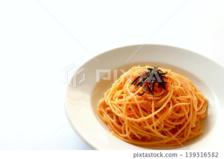 Tarako pasta on a white background Tarako pasta on a white background 139316582