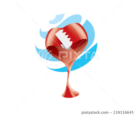 Floral emblem of the Bahraini flag in the form of a heart 139316645