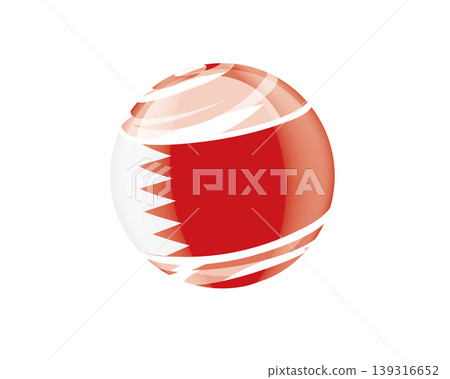 Illustration of globe wrapped in Bahraini flag patterns with subtle shadowing 139316652