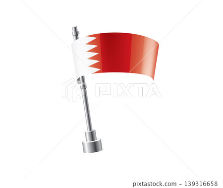 Clean representation showcasing Bahraini flag attached to glossy metal pole 139316658