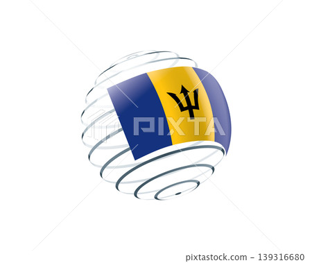 Barbados flag on an abstract globe Barbados flag on an abstract globe 139316680